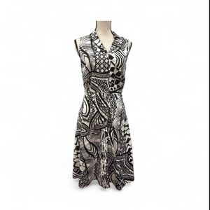 Peter Nygard Black and White Sleeveless Midi Dress